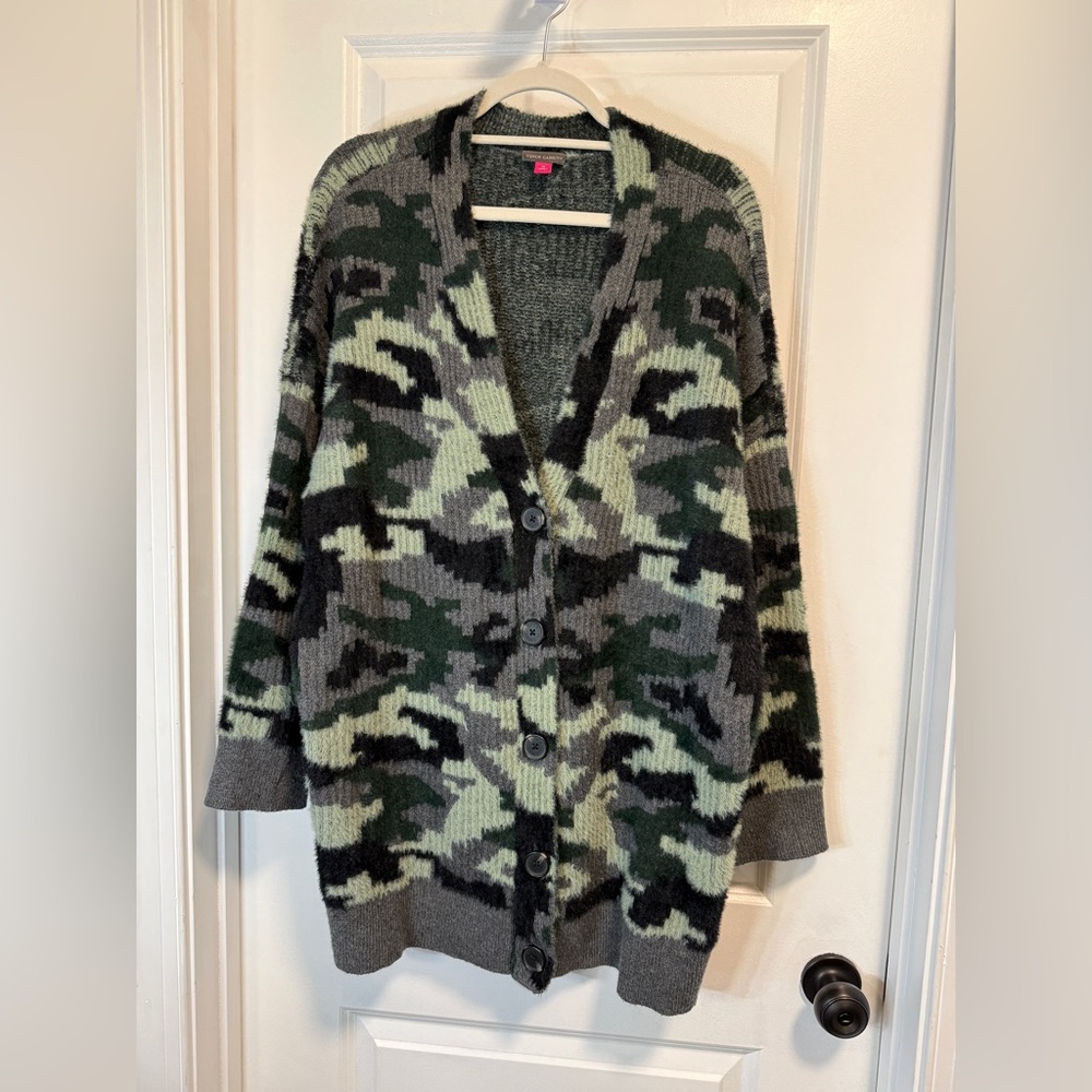 Vince Camuto Eyelash Knit Camo Cardigan